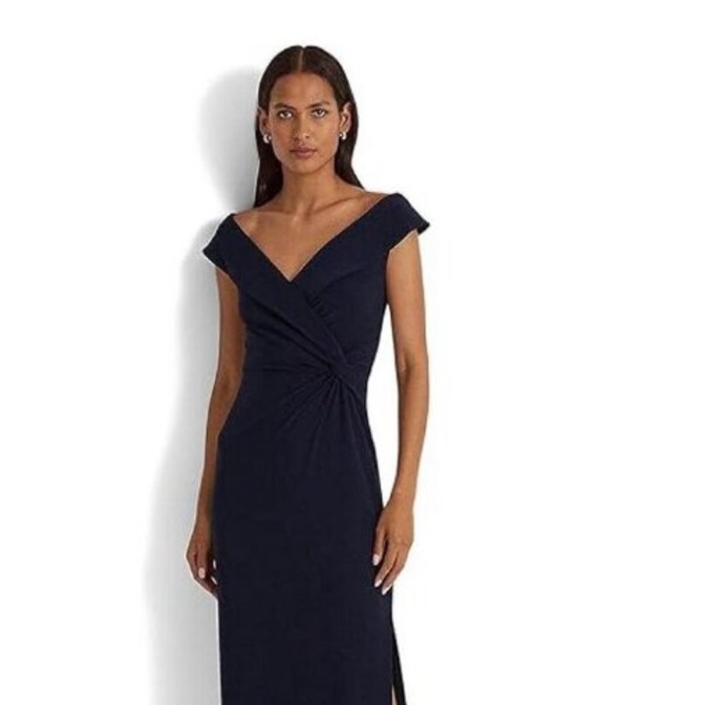 Lauren Ralph Lauren Navy Jersey Evening Gown